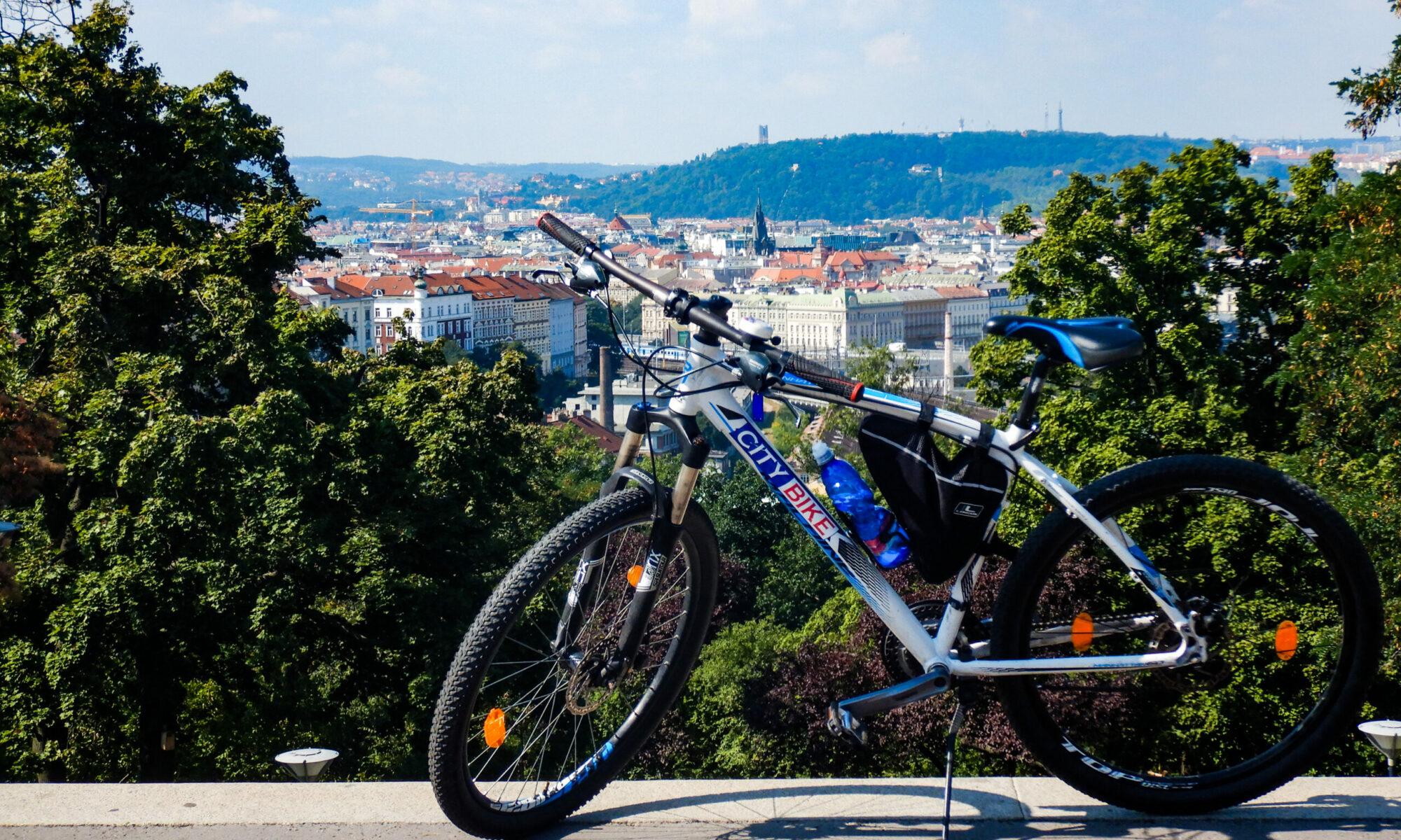 Rental bicycle overlooking a European city