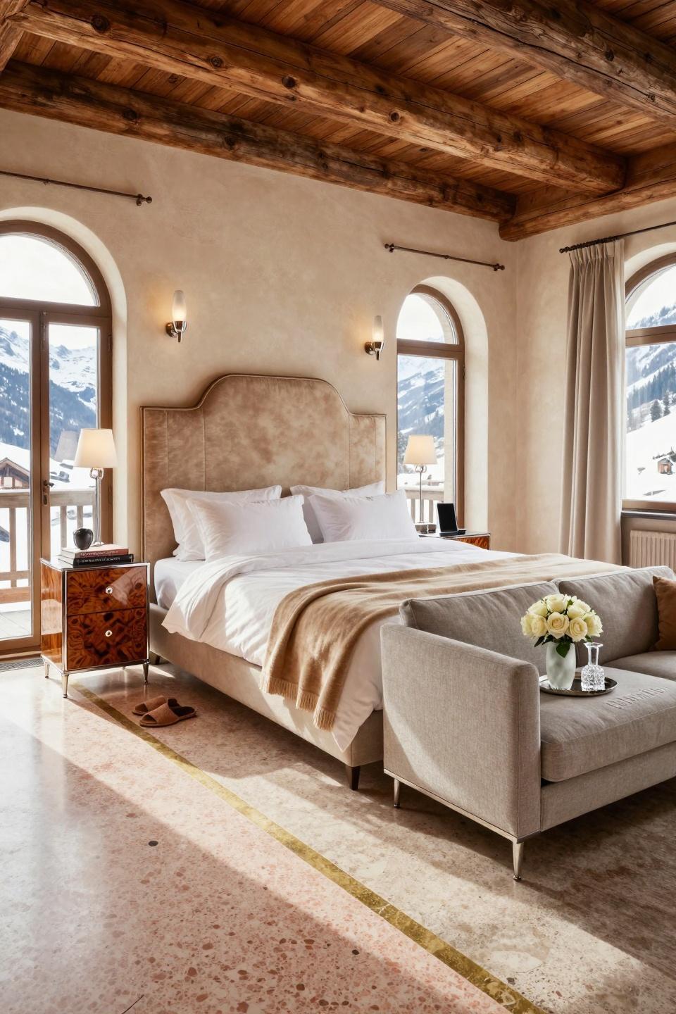 Bright, modern boutique hotel room